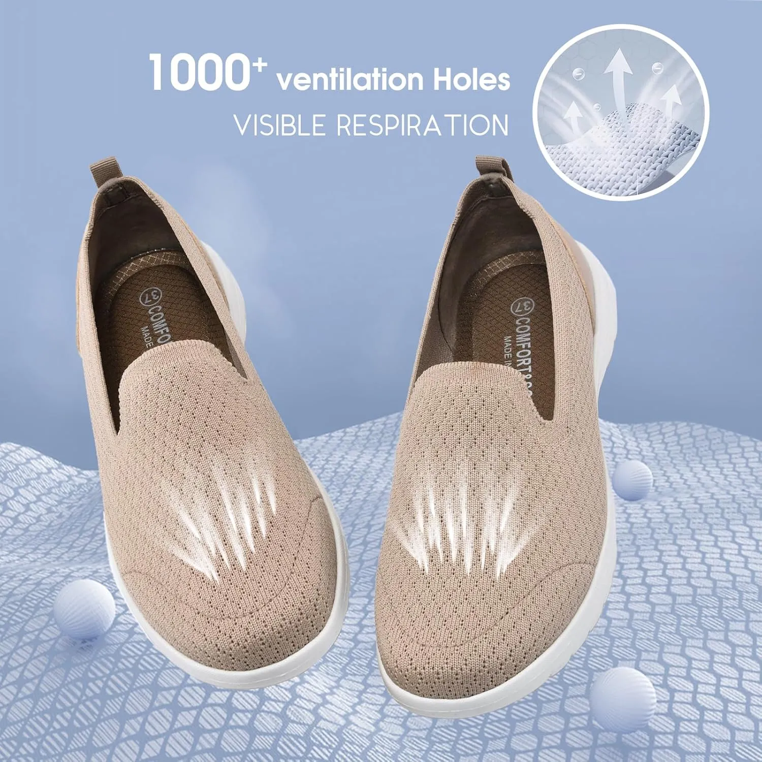 Buyrew Loafers for Women Comfort Slip On Walking Shoes Knit Dressy Comfortable Business Casual Work Flats