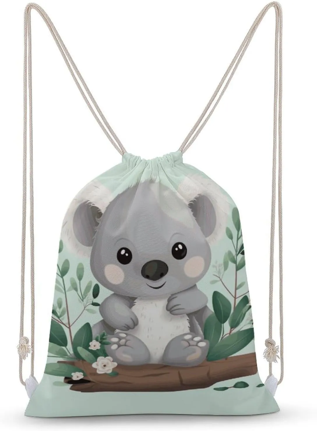 Canvas Drawstring Backpack, Koala Drawstring Sport Gym Bags for Travel, Work, Yoga & Daily Use