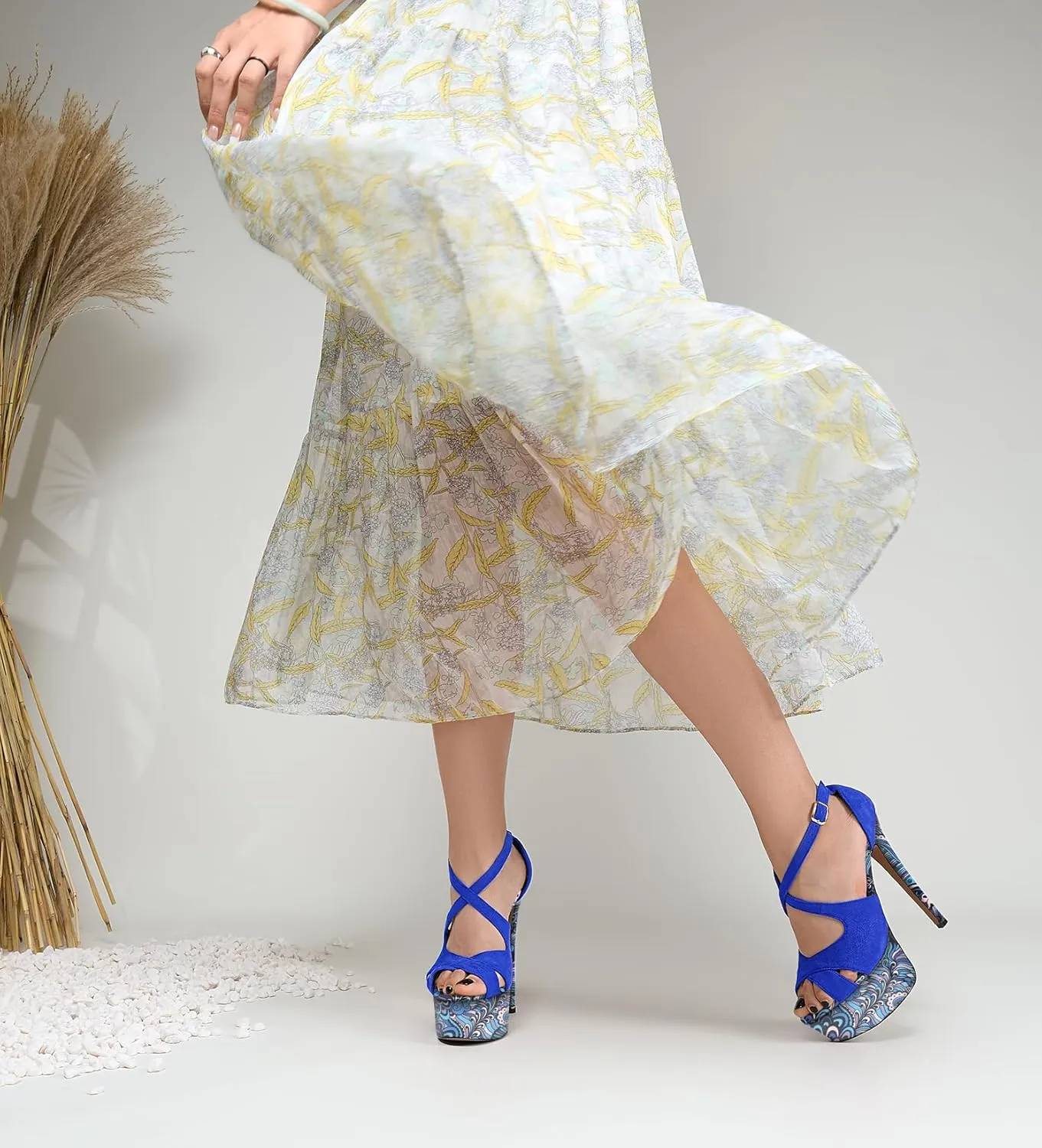 Castamere Peep Open Toe Platform High Stiletto Heel Patchwork Cross-Strap Two-Piece Sandals Sexy Dress 5.9 Inches Heels