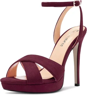 Castamere Women Stiletto High Platform Heel Peep Open Toe Ankle Strap Sandals Wedding Prom 4.7 Inches Heels