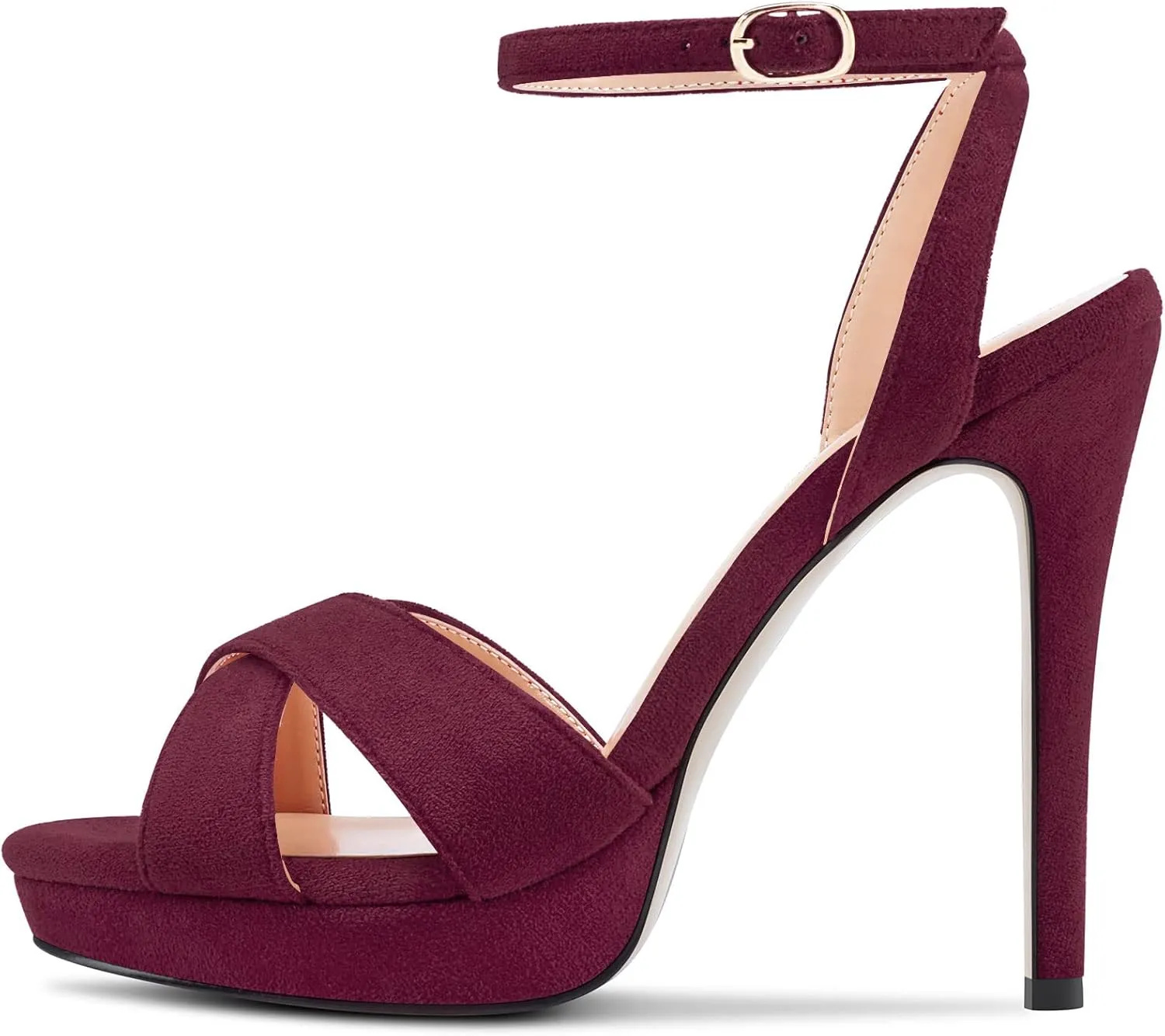 Castamere Women Stiletto High Platform Heel Peep Open Toe Ankle Strap Sandals Wedding Prom 4.7 Inches Heels