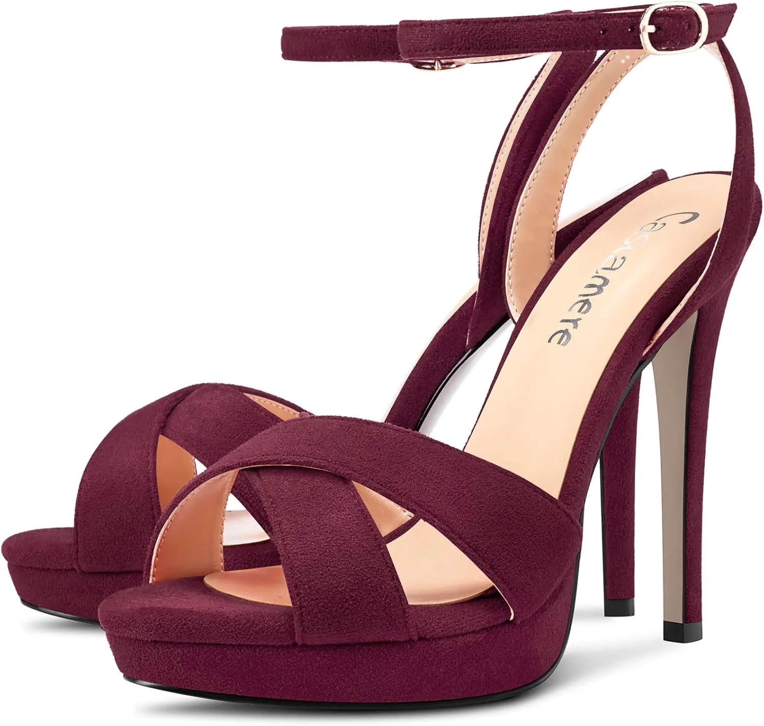 Castamere Women Stiletto High Platform Heel Peep Open Toe Ankle Strap Sandals Wedding Prom 4.7 Inches Heels