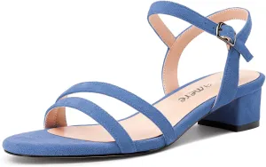 Castamere Womens Low Chunky Block Kitten Heel Open Toe Ankle Strap Slingback Sandals Gladiator Prom Dress 1.2 Inches Heels