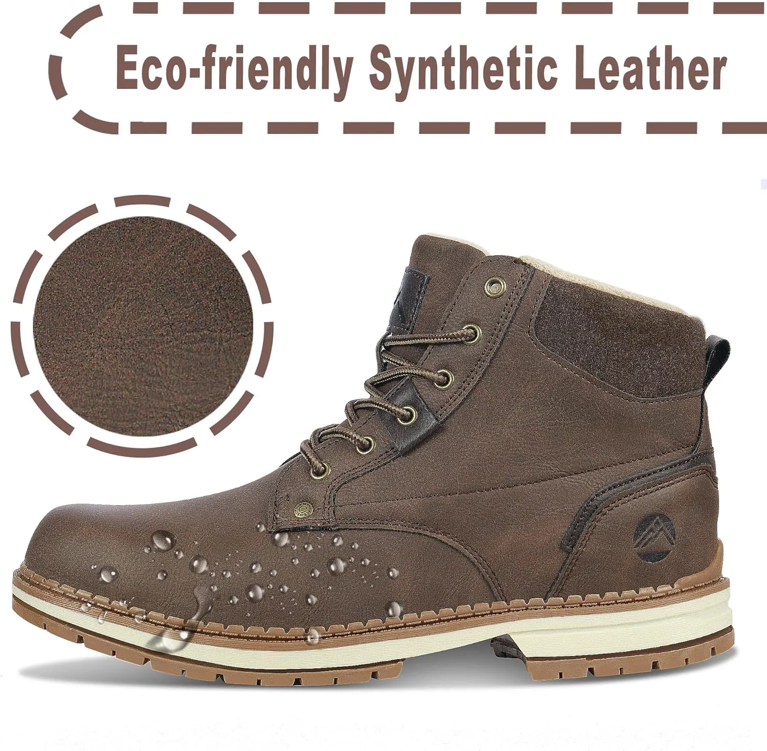 CC-Los Men's Winter Snow Boots with Sherpa Fleece Lining Waterproof Slip-Resistant Insulated Size 7.5-14