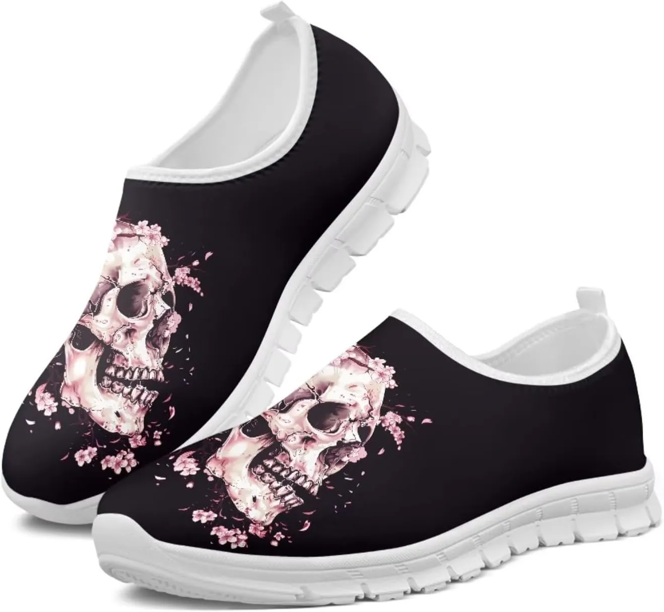 chaqlin Slip on Loafers Skull Low Cut Sneaker Comfortable Soft Mesh Tennis Shoes for Women Men Workout Hands Free Clipper