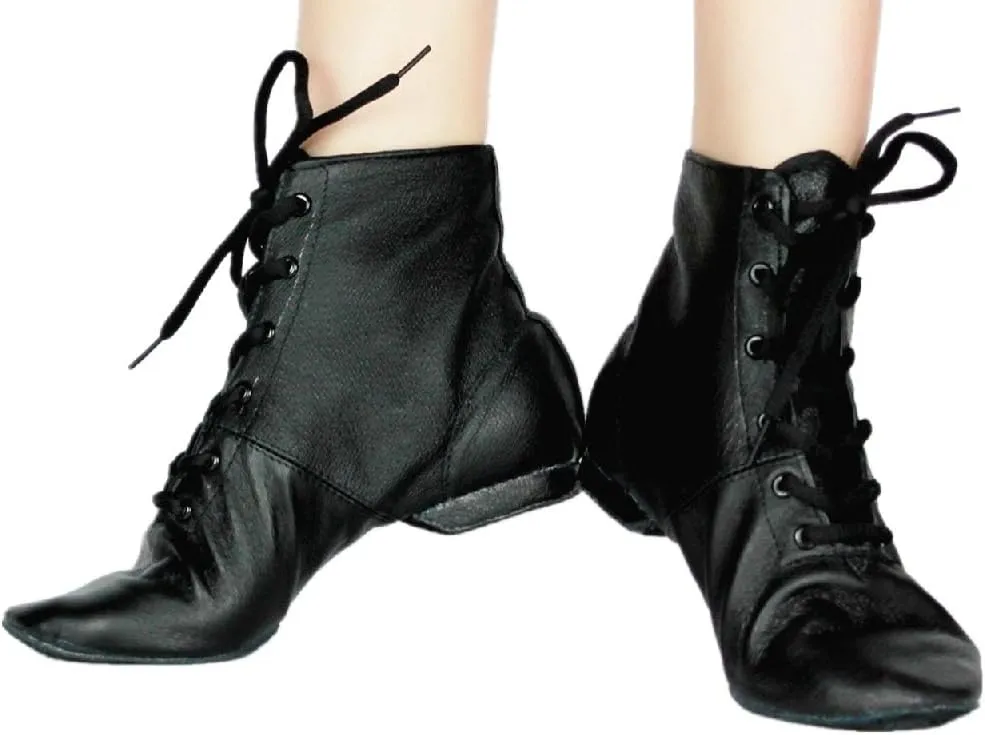 Cheapdancing Men’s & Women's Practice Dancing Shoes Soft Leather Flat Jazz Boots (Black, Adult, Men, 9, Numeric, US Footwear Size System, Medium)