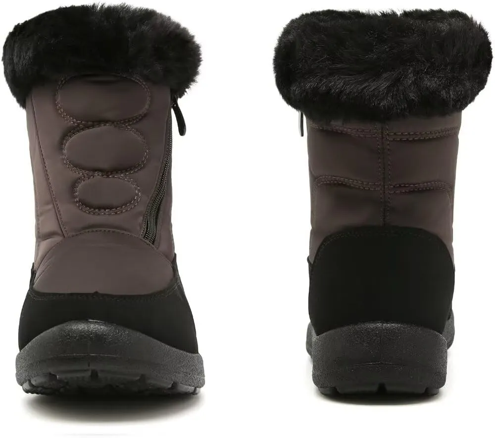 Cheval Winter Snow Zip Up Boots for Women, Fur Lined Warm Ankle Booties, Outdoor Anti-slip Waterproof Comfortable Short Boot, Botas De Invierno Para Mujert