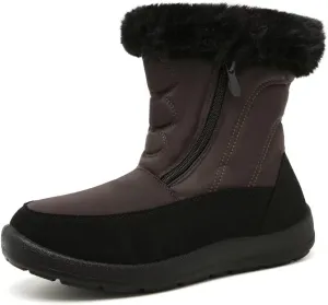 Cheval Winter Snow Zip Up Boots for Women, Fur Lined Warm Ankle Booties, Outdoor Anti-slip Waterproof Comfortable Short Boot, Botas De Invierno Para Mujert