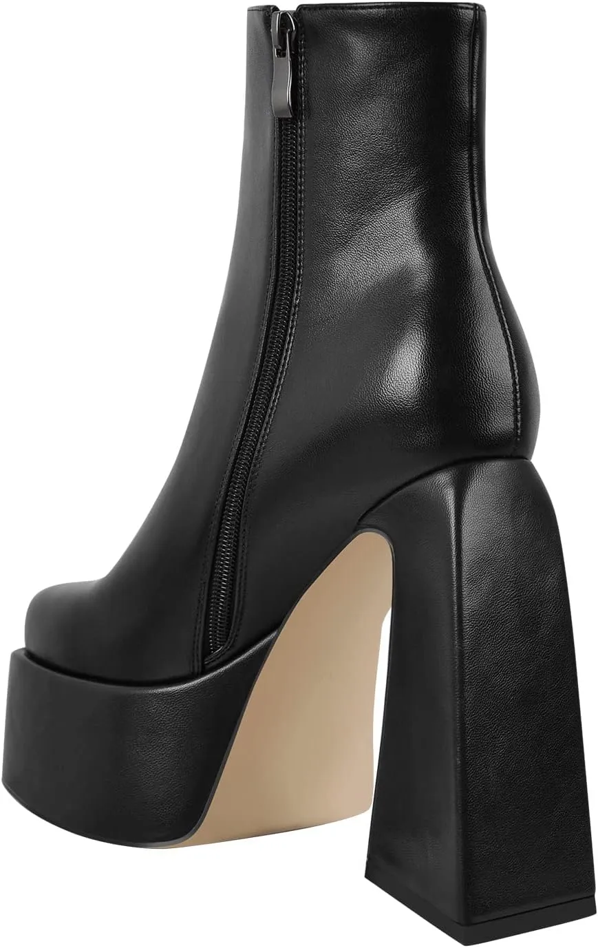 Chunky Ankle Boots Thick High Heels Platform Shoes
