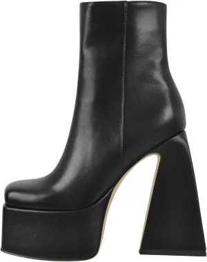 Chunky Ankle Boots Thick High Heels Platform Shoes