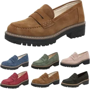 Chunky Black Suede Platform Loafers Women Comfort Shoes Lug Sole, Platform Loafers for Women Chunky Heel, Women's Loafers & Slip-ons, Penny Loafers Dress Shoes Business Casual Walking Flats