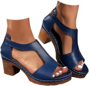 Chunky Heel Sandals for Women Platform Wedges Open Toe Wedges Heels Dressy Summer Comfortable Platform Sandals Ankle Strap Low Heels Casual Hollow Out Shoes Work Sandal for Women Office