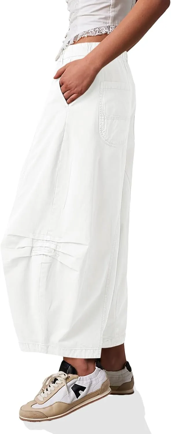 Cicy Bell Womens Harem Pants Casual Baggy Elastic Waist Wide Leg Beach Pants with Pockets