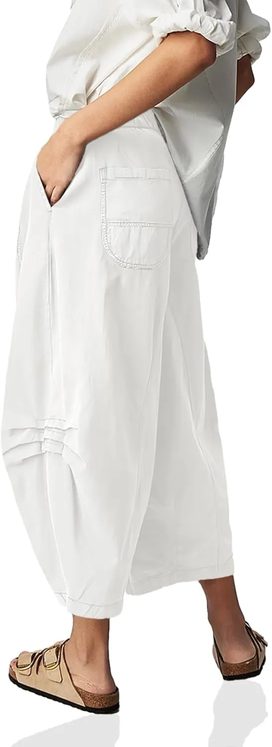 Cicy Bell Womens Harem Pants Casual Baggy Elastic Waist Wide Leg Beach Pants with Pockets