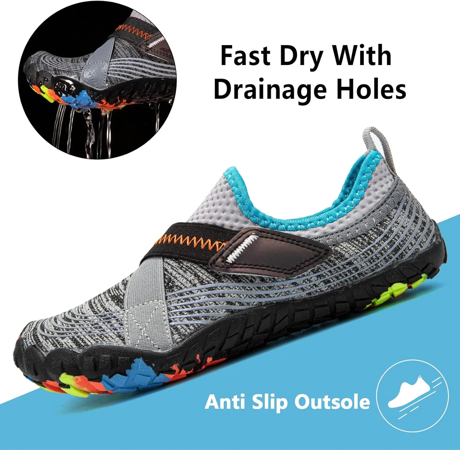 CIOR Kids Boys & Girls Water Shoes Sports Aqua Athletic Sneakers Lightweight Sport Fast Dry Shoes(Toddler/Little Kid/Big Kid)