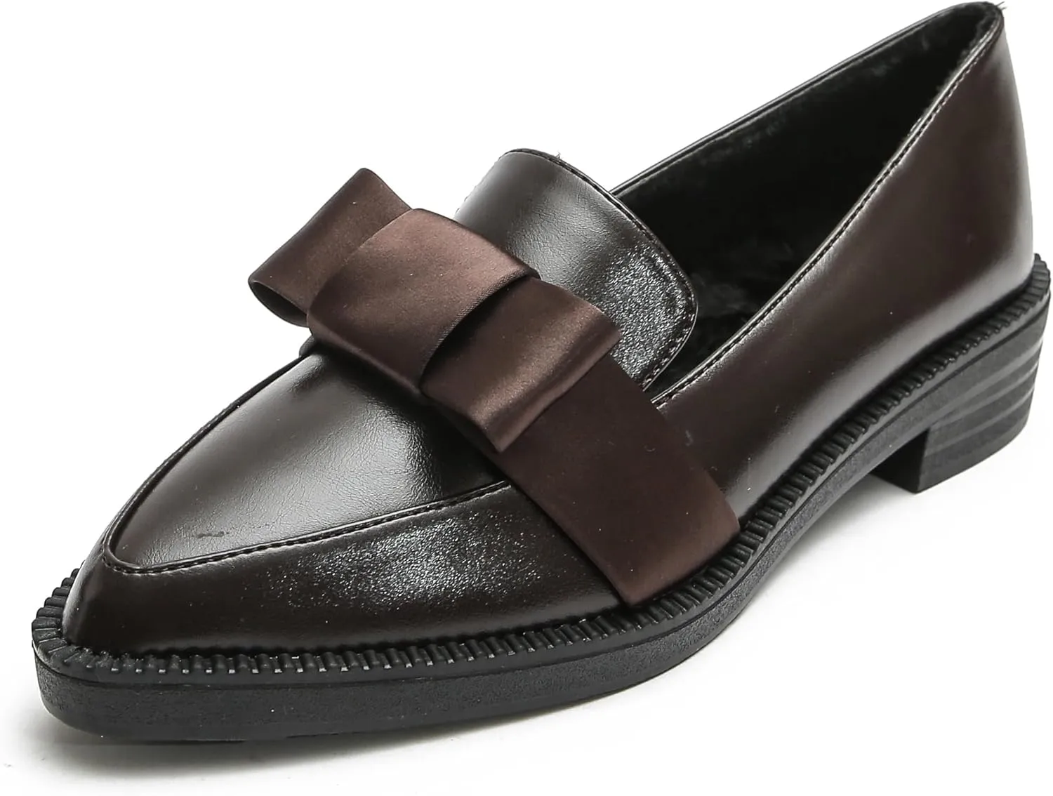 Classic Women's Chunky Loafers Platform Comfortable Slip-On Dressy Business Casual Shoes with Bow