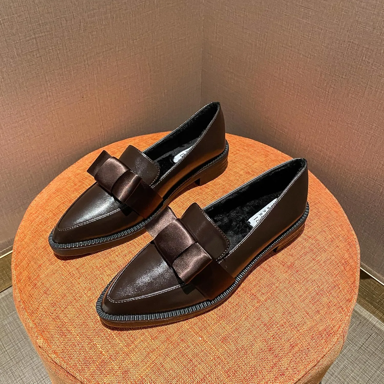 Classic Women's Chunky Loafers Platform Comfortable Slip-On Dressy Business Casual Shoes with Bow