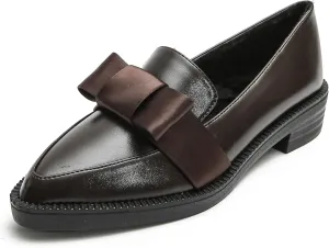 Classic Women's Chunky Loafers Platform Comfortable Slip-On Dressy Business Casual Shoes with Bow