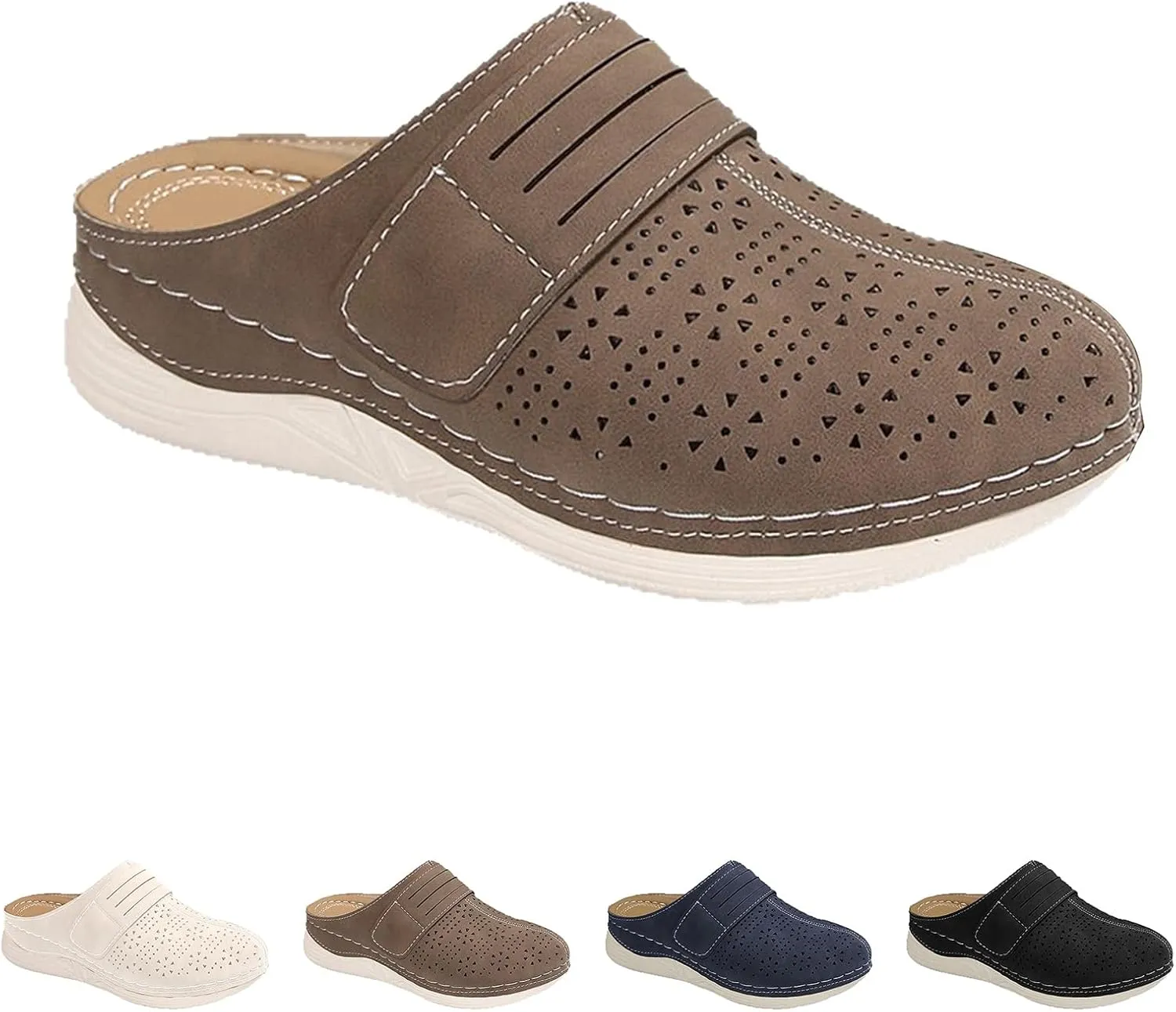 Clogs for Women Mules Slip On Shoes Comfortable Arch Support Closed Toe Sandals Summer Casual Lightweight Walking Sandals Backless Low Wedge Shoes Beach Vacation Sandal