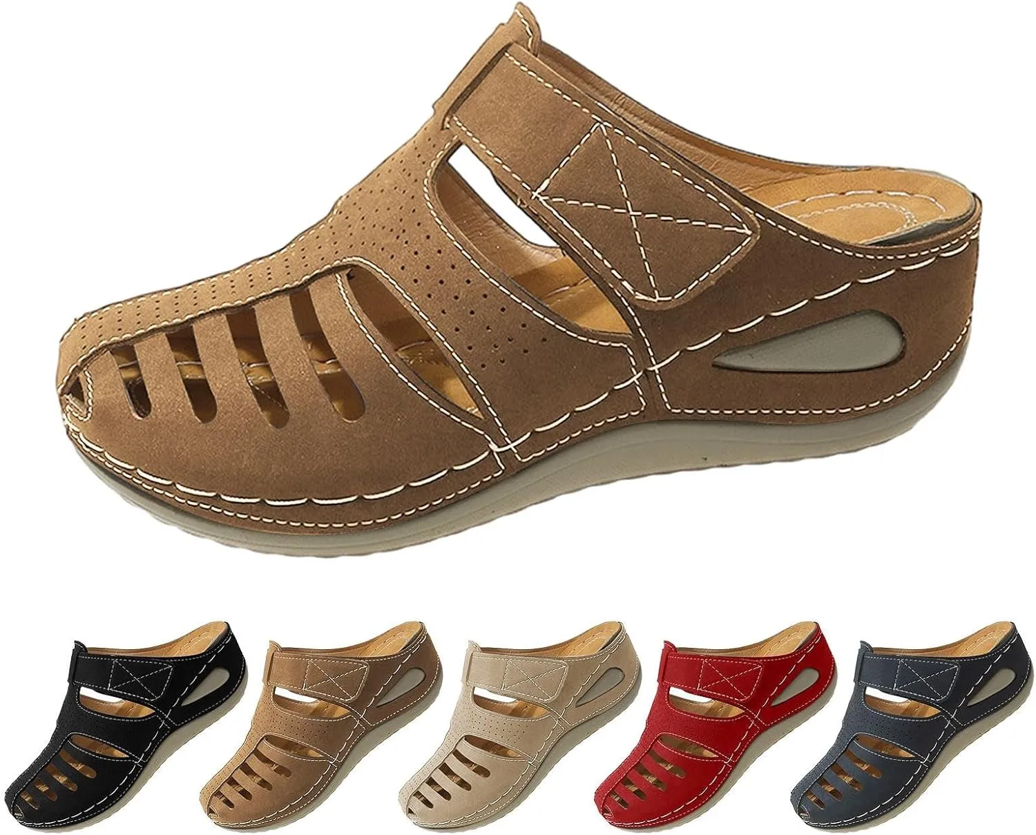 Closed Toe Sandals for Women 2025,Orthopedic Sandals Breathable Slip On Slippers Arch Support Outdoor Beach Shoes