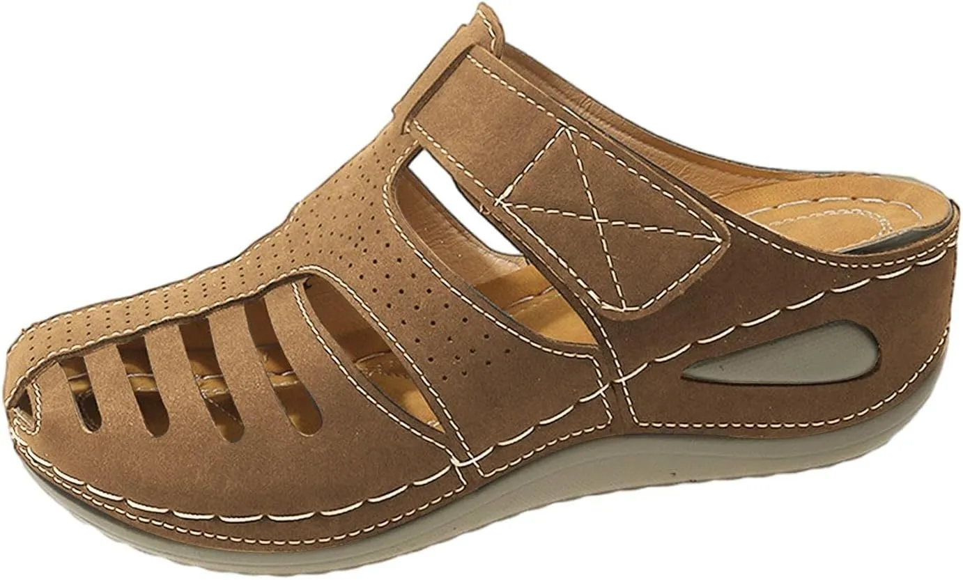 Closed Toe Sandals for Women 2025,Orthopedic Sandals Breathable Slip On Slippers Arch Support Outdoor Beach Shoes