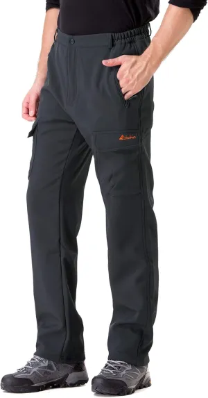 clothin Men's Insulated Pants Fleece Lined Snow Pants Softshell Water and Wind-Resistant