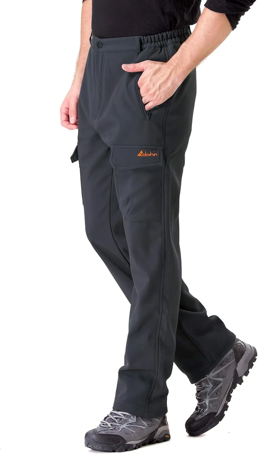 clothin Men's Insulated Pants Fleece Lined Snow Pants Softshell Water and Wind-Resistant