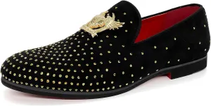 CMM Men's Glitter Loafers Shiny Slip On Dress Shoes Luxury Sparkling Studded Loafers
