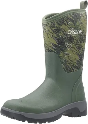 CNSBOR Men's Rain Boots - Waterproof Rubber Insulated Boots for Fishing, Agriculture & Industrial Working