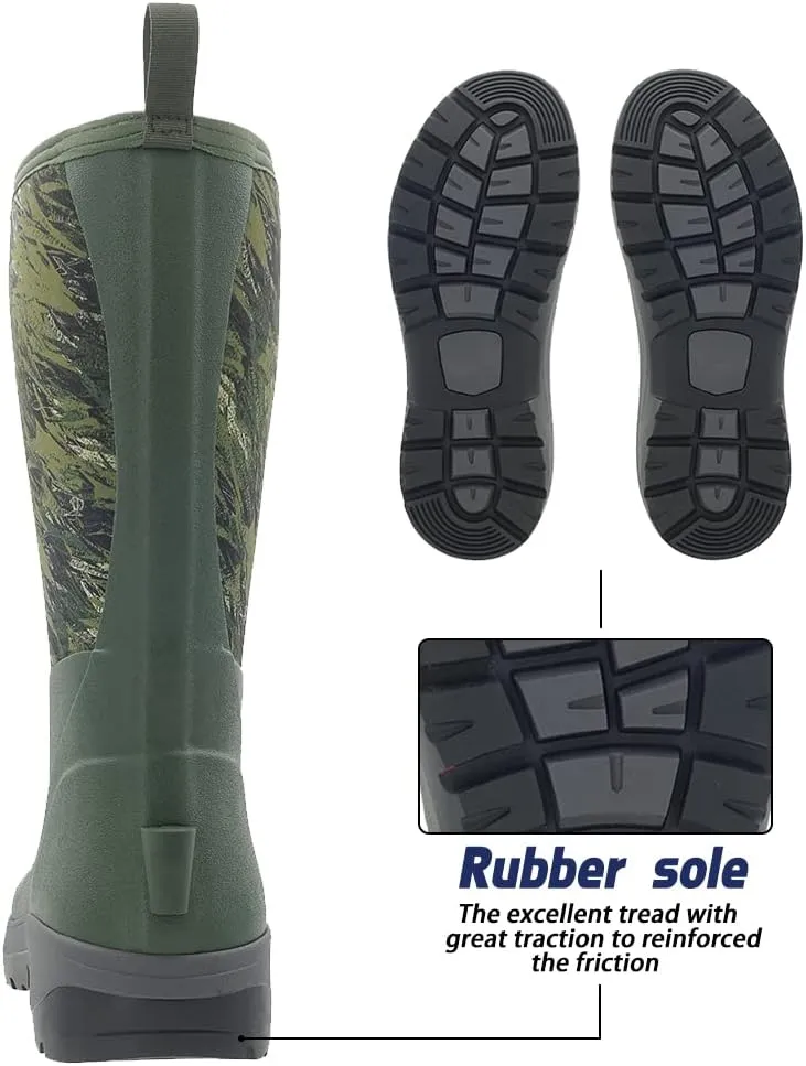 CNSBOR Men's Rain Boots - Waterproof Rubber Insulated Boots for Fishing, Agriculture & Industrial Working