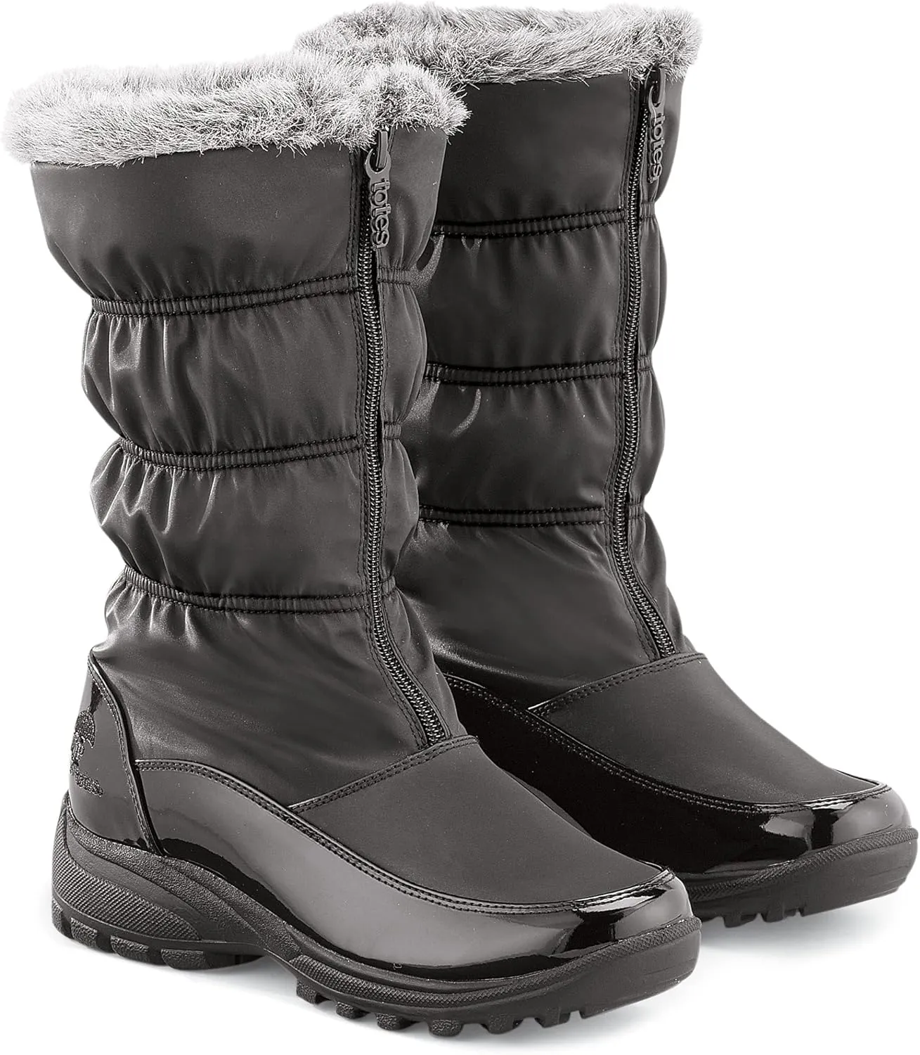Collections Etc Totes Zip Front Wide Width Boots with Warm Plush Lining