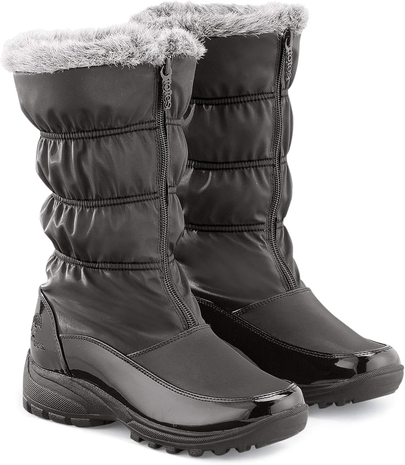 Collections Etc Totes Zip Front Wide Width Boots with Warm Plush Lining