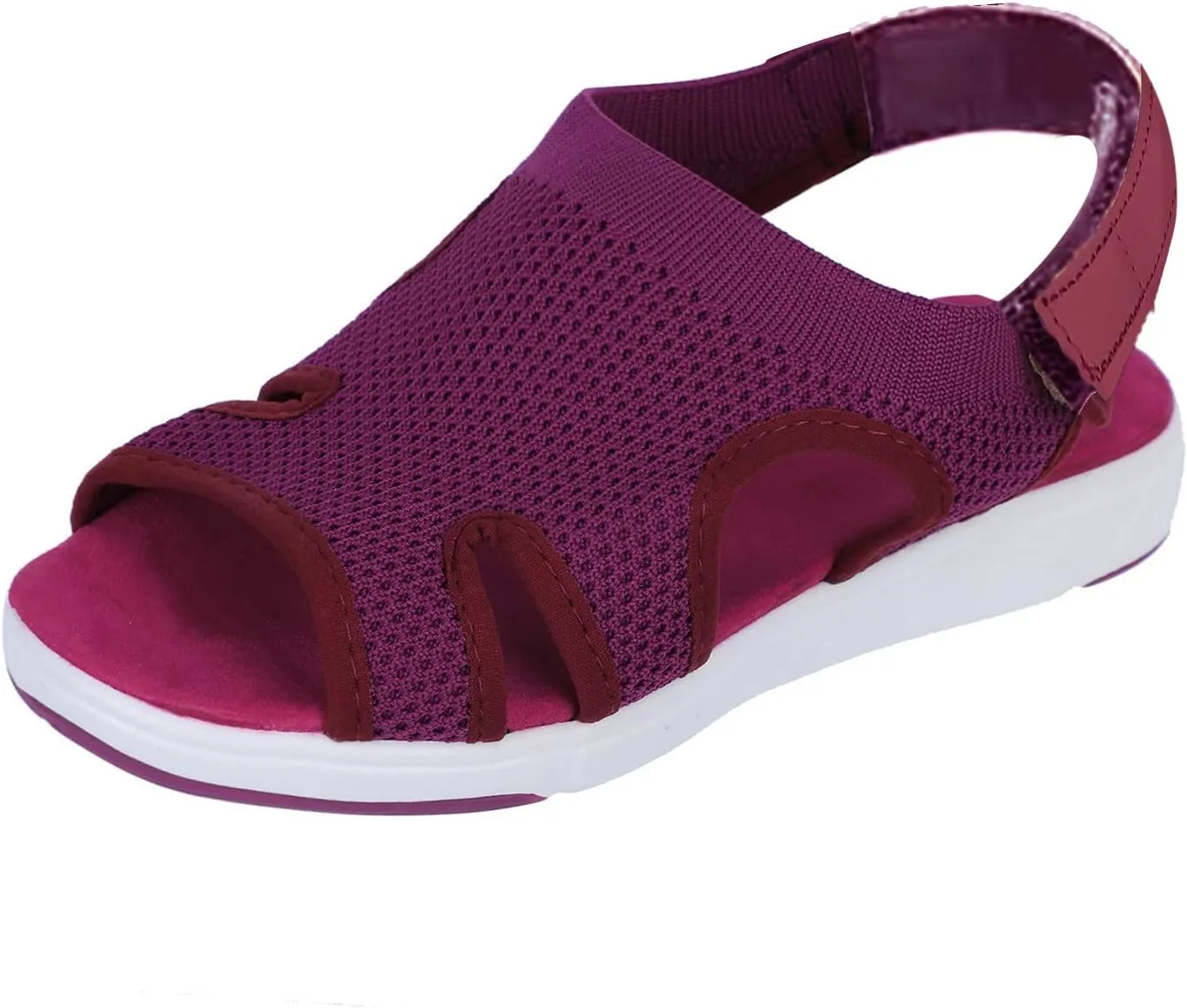 Comfortable Walking Open Toe Flat Sandals, Slide Slip on Casual Elastic Ankle Strap for Women Summer Dressy Outdoor Soft Soles Sandals