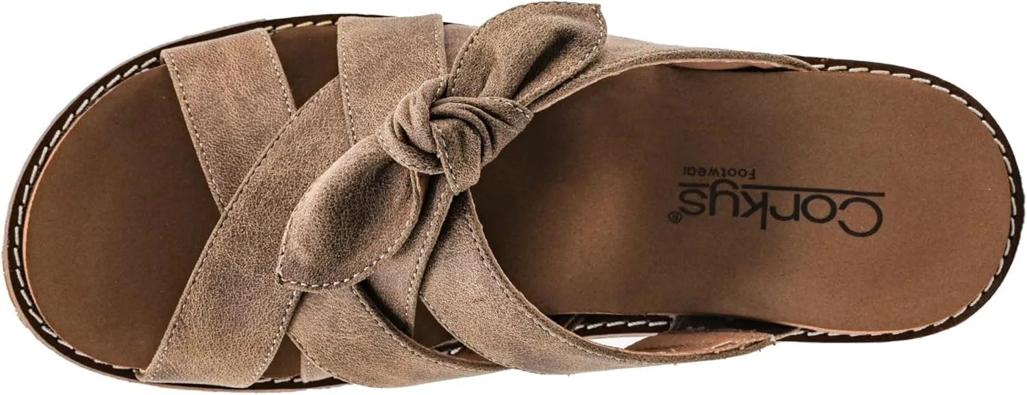 Corkys Footwear Women's Bowdacious 2.5-Inch Wedge - Features A Cork Heel, An Elegant Strappy Upper With A Unique Bow, And Memory Foam EVA Insoles For All Day Comfort