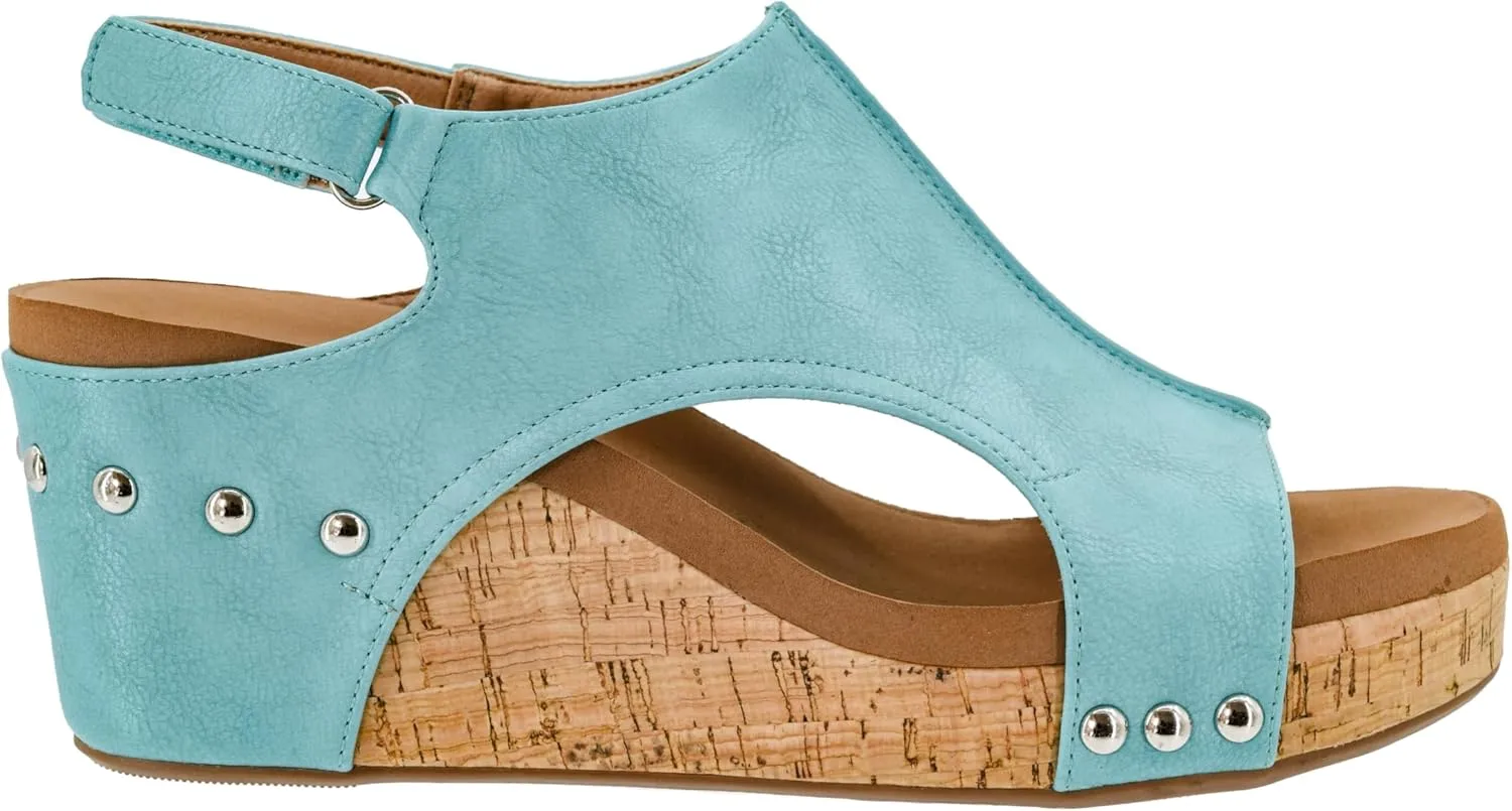 Corkys Footwear Womens Carley Wedges, Featuring Corkys EVA Foam Cushioned Insoles, A 2.5 Inch Heel, Lightweight For All Day Wear, And Hook And Loop Closure