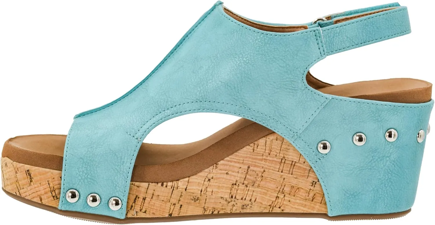 Corkys Footwear Womens Carley Wedges, Featuring Corkys EVA Foam Cushioned Insoles, A 2.5 Inch Heel, Lightweight For All Day Wear, And Hook And Loop Closure