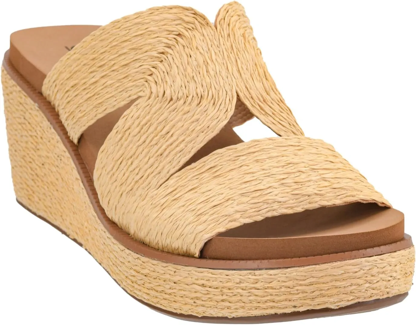 Corkys Footwear Women's Golden Hour Wedge Sandals with 2.5-Inch Heel - Comfort-Enhancing EVA Insoles, All-day wear, and Stylish Raffia Straps With Cutouts