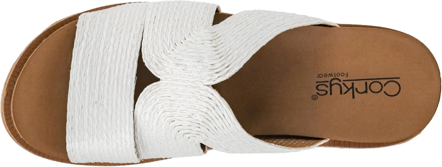 Corkys Footwear Women's Golden Hour Wedge Sandals with 2.5-Inch Heel - Comfort-Enhancing EVA Insoles, All-day wear, and Stylish Raffia Straps With Cutouts