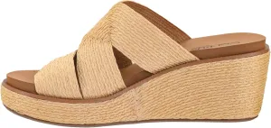Corkys Footwear Women's Golden Hour Wedge Sandals with 2.5-Inch Heel - Comfort-Enhancing EVA Insoles, All-day wear, and Stylish Raffia Straps With Cutouts