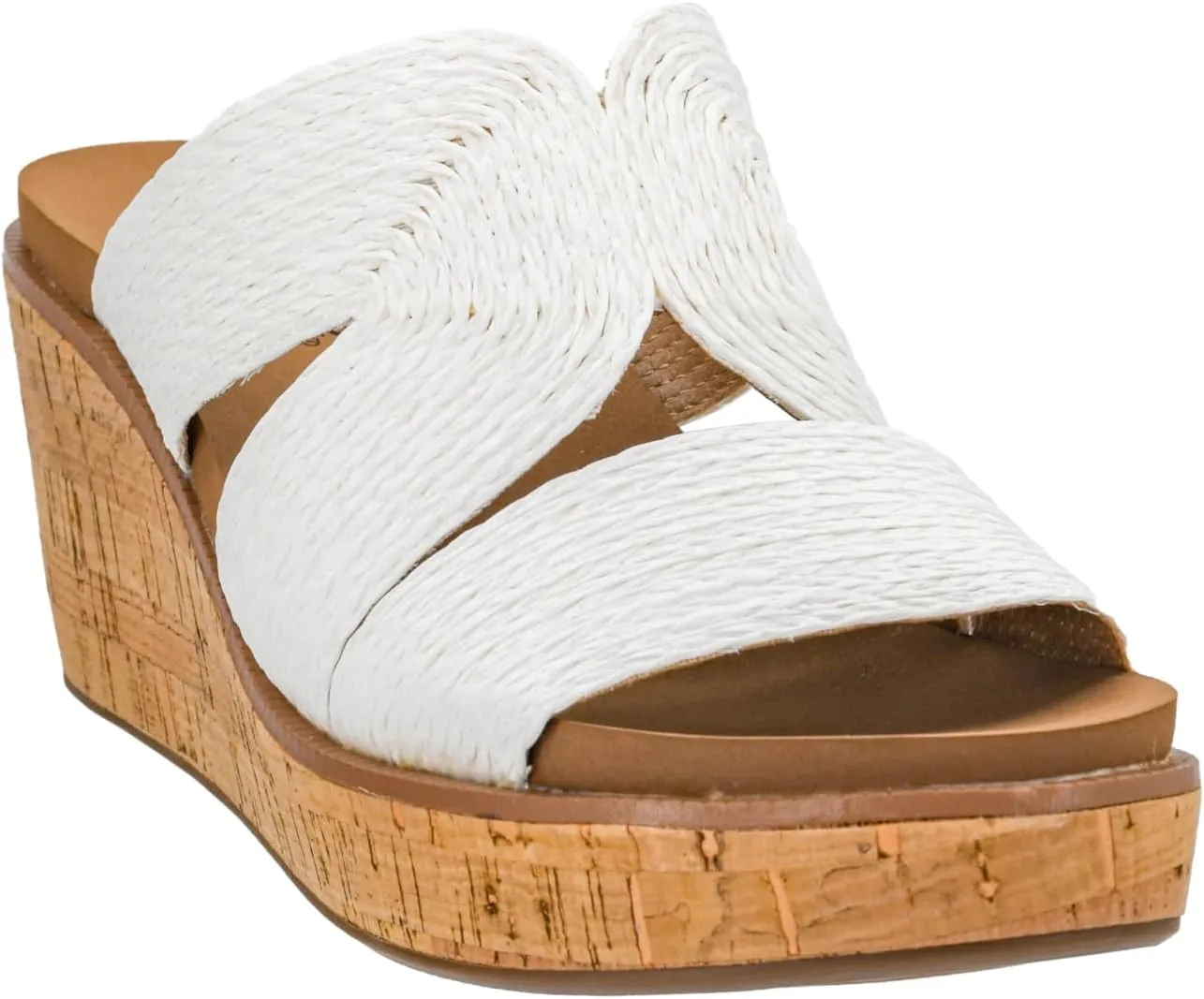 Corkys Footwear Women's Golden Hour Wedge Sandals with 2.5-Inch Heel - Comfort-Enhancing EVA Insoles, All-day wear, and Stylish Raffia Straps With Cutouts