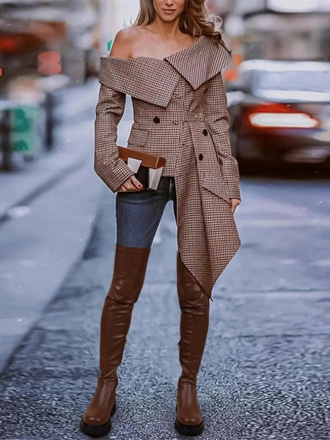CouieCuies Black Thigh High Boots For Women Platform Over The Knee High Boots Lug Sole Comfortable Stretch Boots 6-11