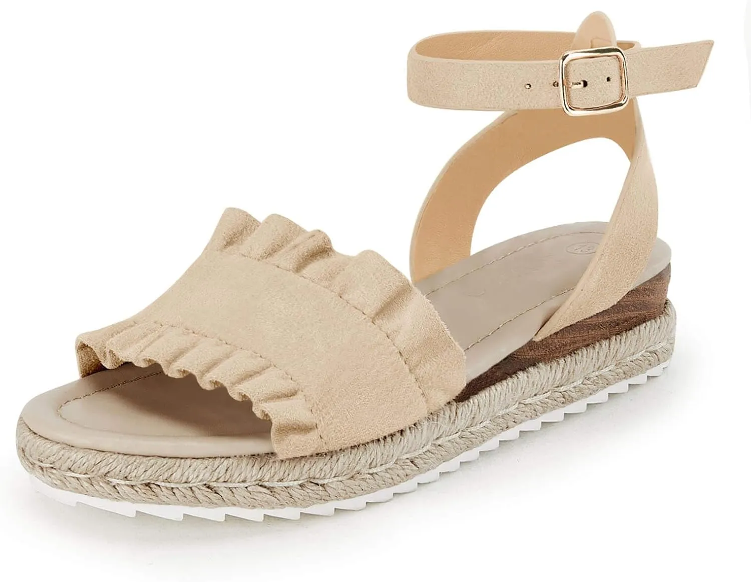 Coutgo Girls Espadrille Platform Sandals Ruffle Open Toe Ankle Buckle Strap Wedge Casual Summer Shoes for Kids Toddlers