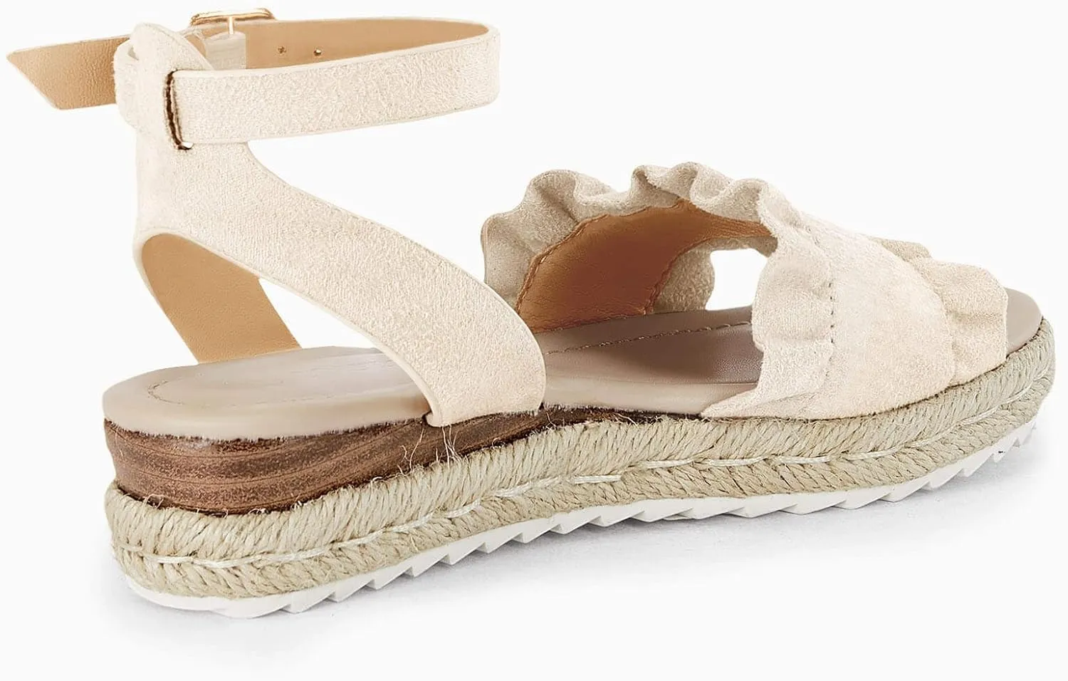 Coutgo Girls Espadrille Platform Sandals Ruffle Open Toe Ankle Buckle Strap Wedge Casual Summer Shoes for Kids Toddlers