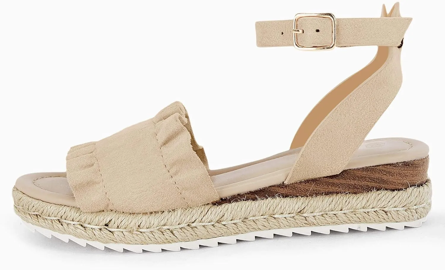 Coutgo Girls Espadrille Platform Sandals Ruffle Open Toe Ankle Buckle Strap Wedge Casual Summer Shoes for Kids Toddlers