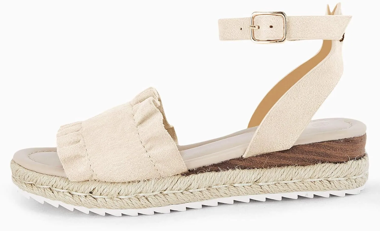 Coutgo Girls Espadrille Platform Sandals Ruffle Open Toe Ankle Buckle Strap Wedge Casual Summer Shoes for Kids Toddlers