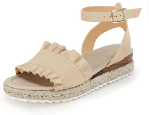 Coutgo Girls Espadrille Platform Sandals Ruffle Open Toe Ankle Buckle Strap Wedge Casual Summer Shoes for Kids Toddlers