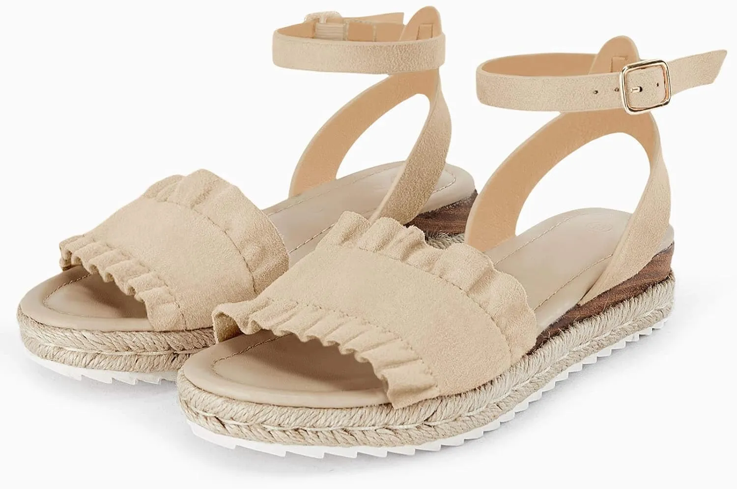 Coutgo Girls Espadrille Platform Sandals Ruffle Open Toe Ankle Buckle Strap Wedge Casual Summer Shoes for Kids Toddlers