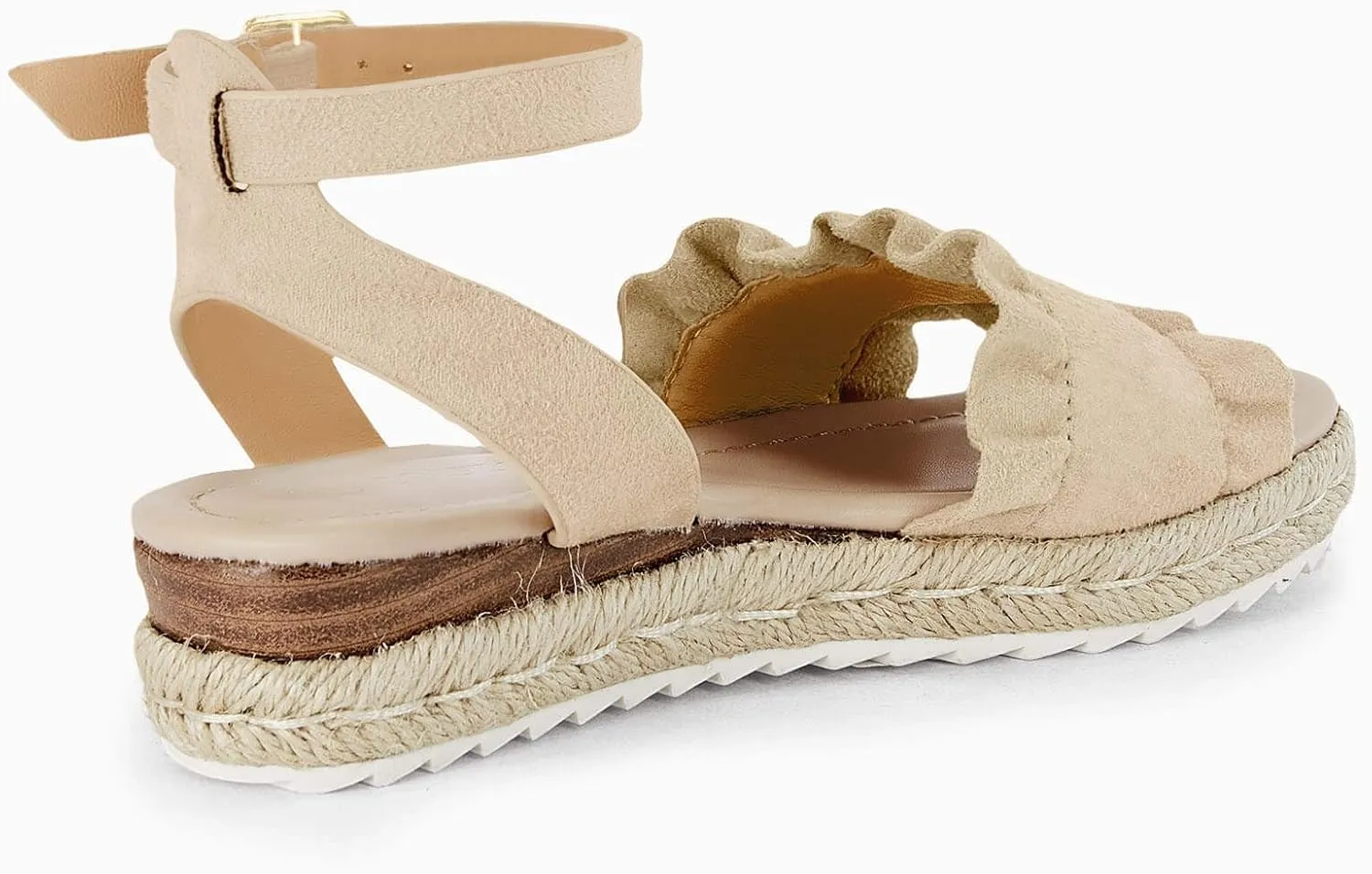 Coutgo Girls Espadrille Platform Sandals Ruffle Open Toe Ankle Buckle Strap Wedge Casual Summer Shoes for Kids Toddlers
