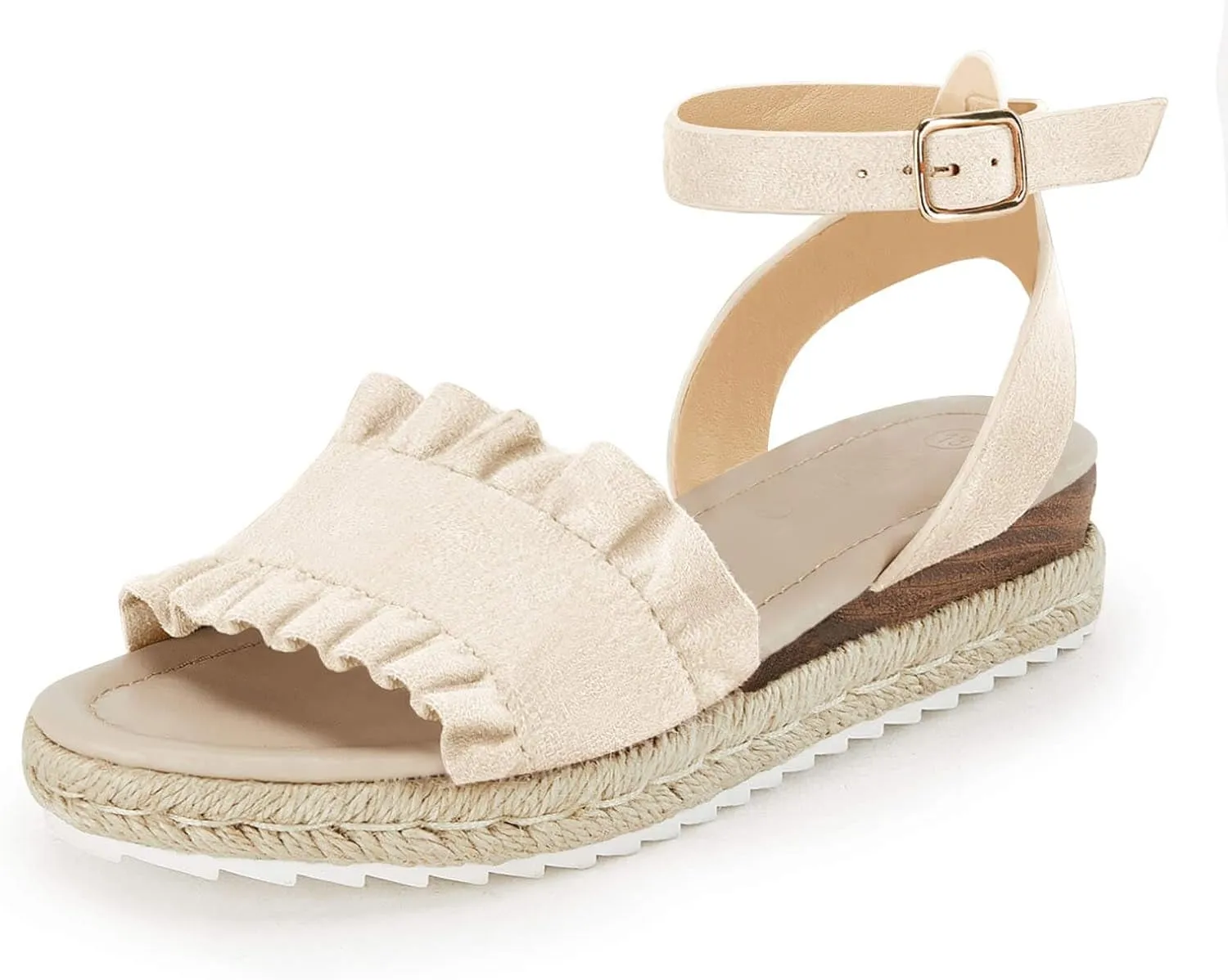 Coutgo Girls Espadrille Platform Sandals Ruffle Open Toe Ankle Buckle Strap Wedge Casual Summer Shoes for Kids Toddlers