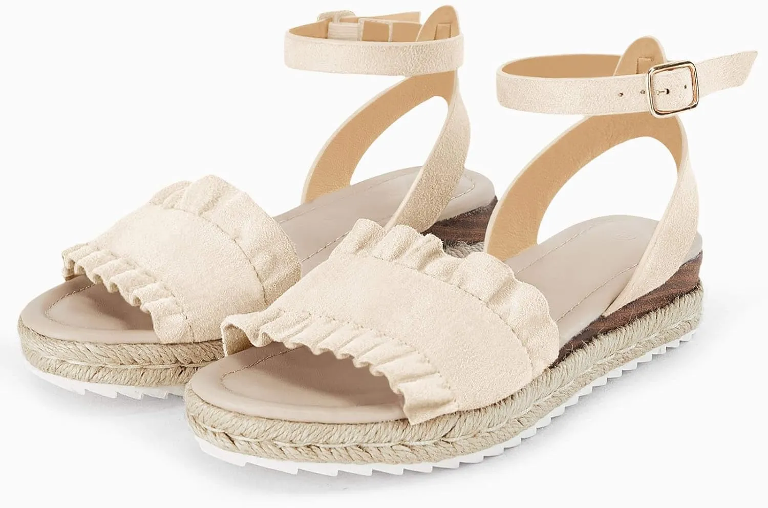 Coutgo Girls Espadrille Platform Sandals Ruffle Open Toe Ankle Buckle Strap Wedge Casual Summer Shoes for Kids Toddlers